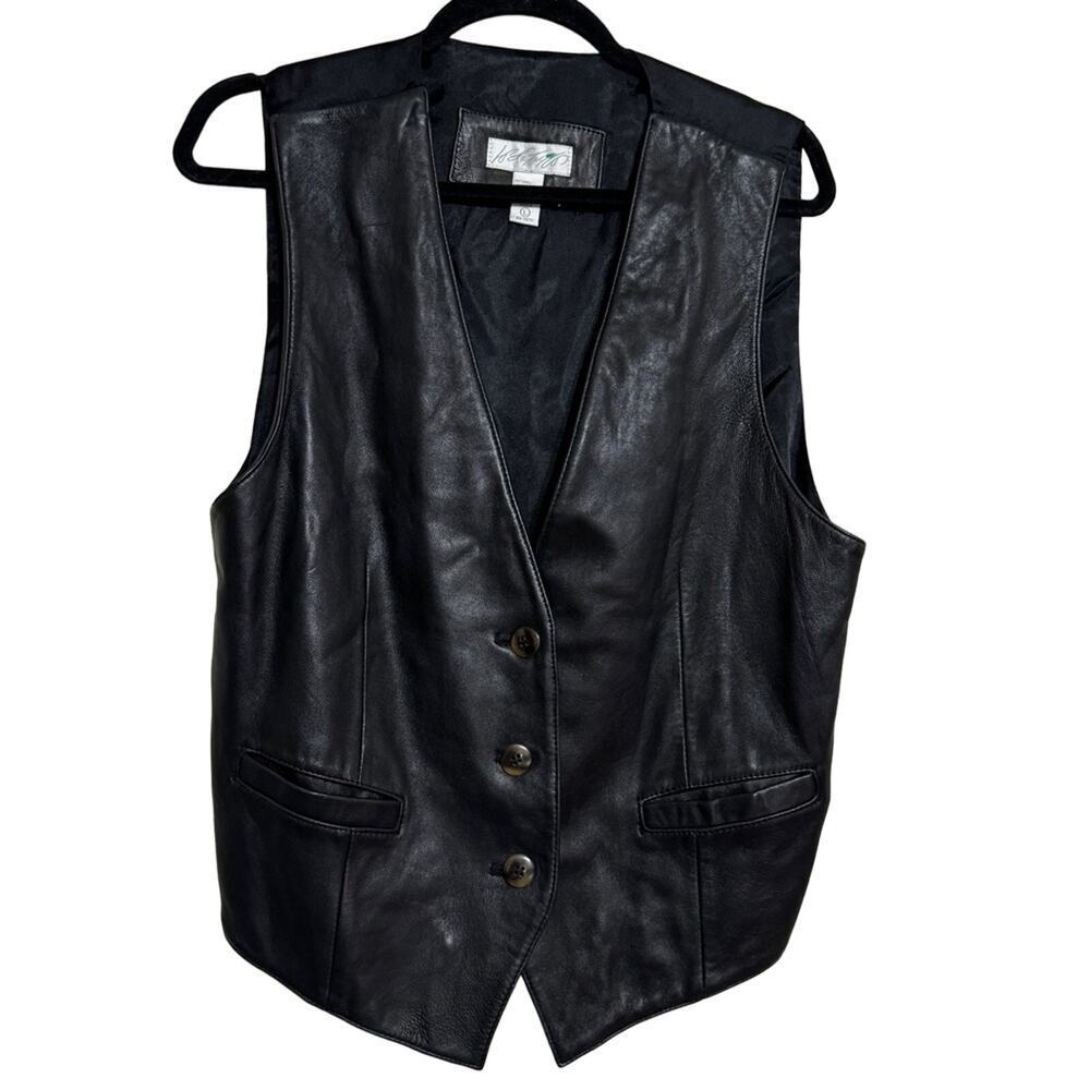 Lord & Taylor Leather Vest Black Size L